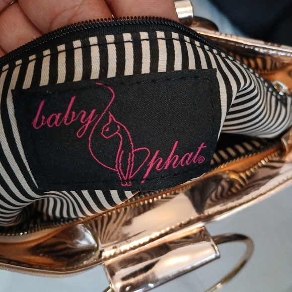 Vintage Y2K Baby Phat Rose Gold and Brown Handbag With Detachable Long Strap - Picture 6 of 9